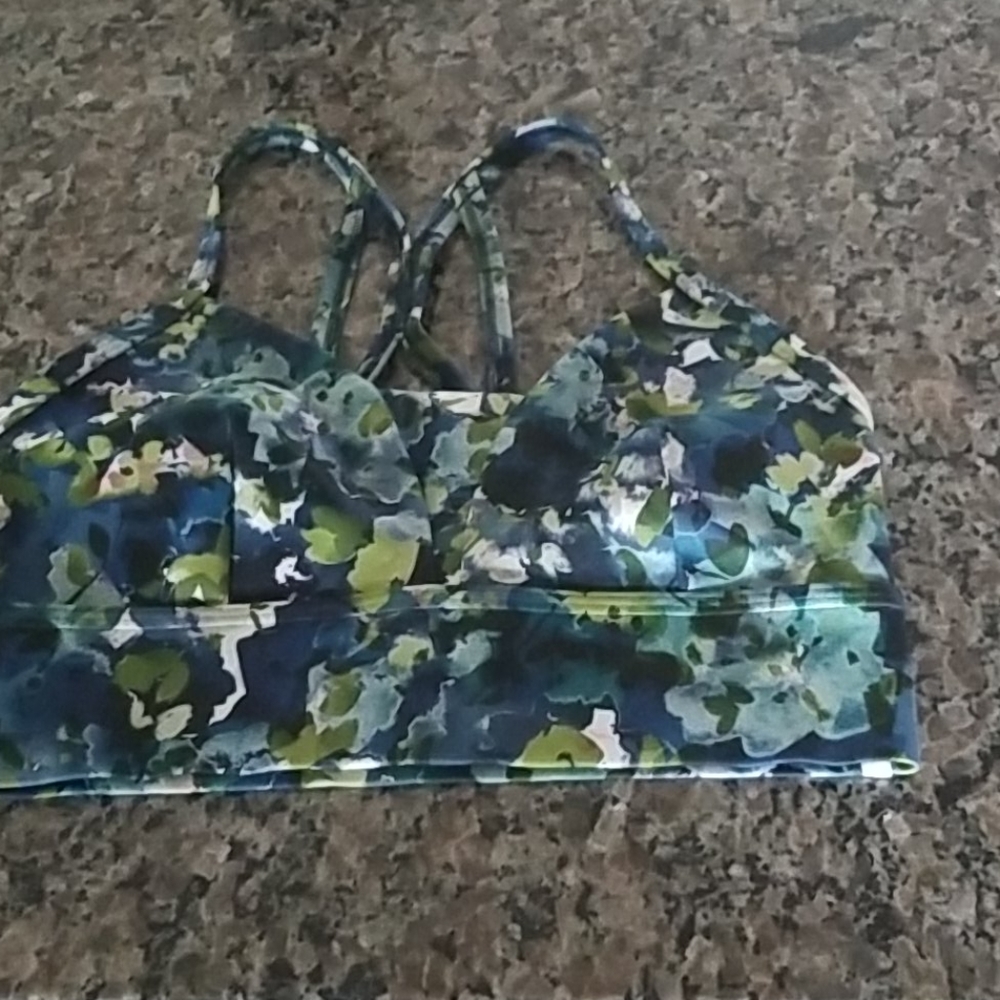 Sweaty Betty Floral Pattern Blue Green Sports Bra